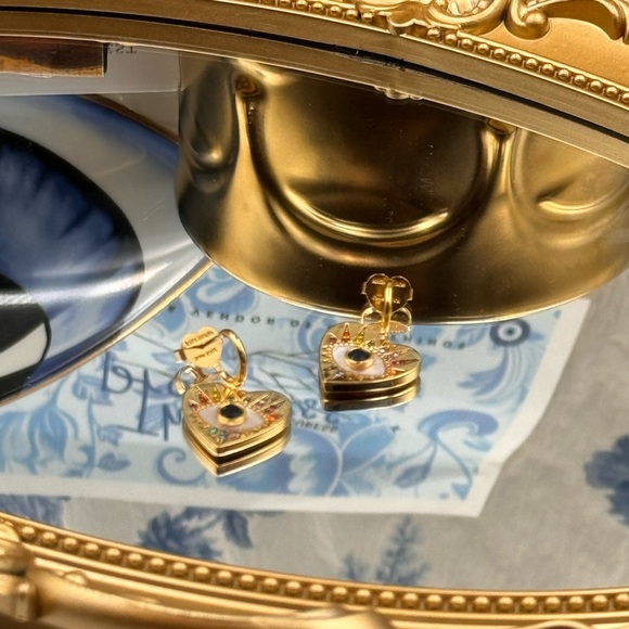 🆕 KATE SPADE 🧿 NWT Evil Eye Huggie Drop Earrings - Picture 15 of 16